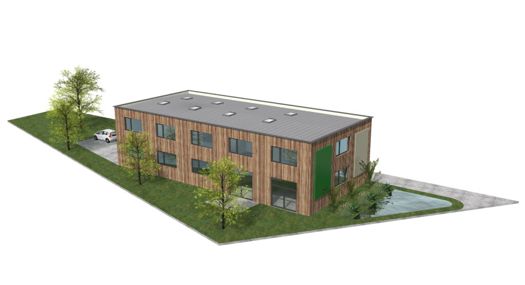 3D-Visualisierung eines mehrgeschossigen Wohngebäudes als Neubauprojekt