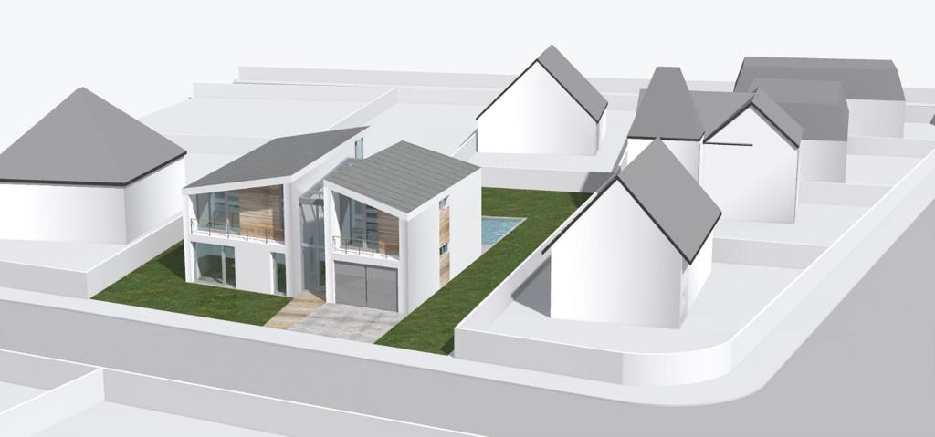 3D-Massenmodell mehrerer Gebäude in einer Wohnsiedlung