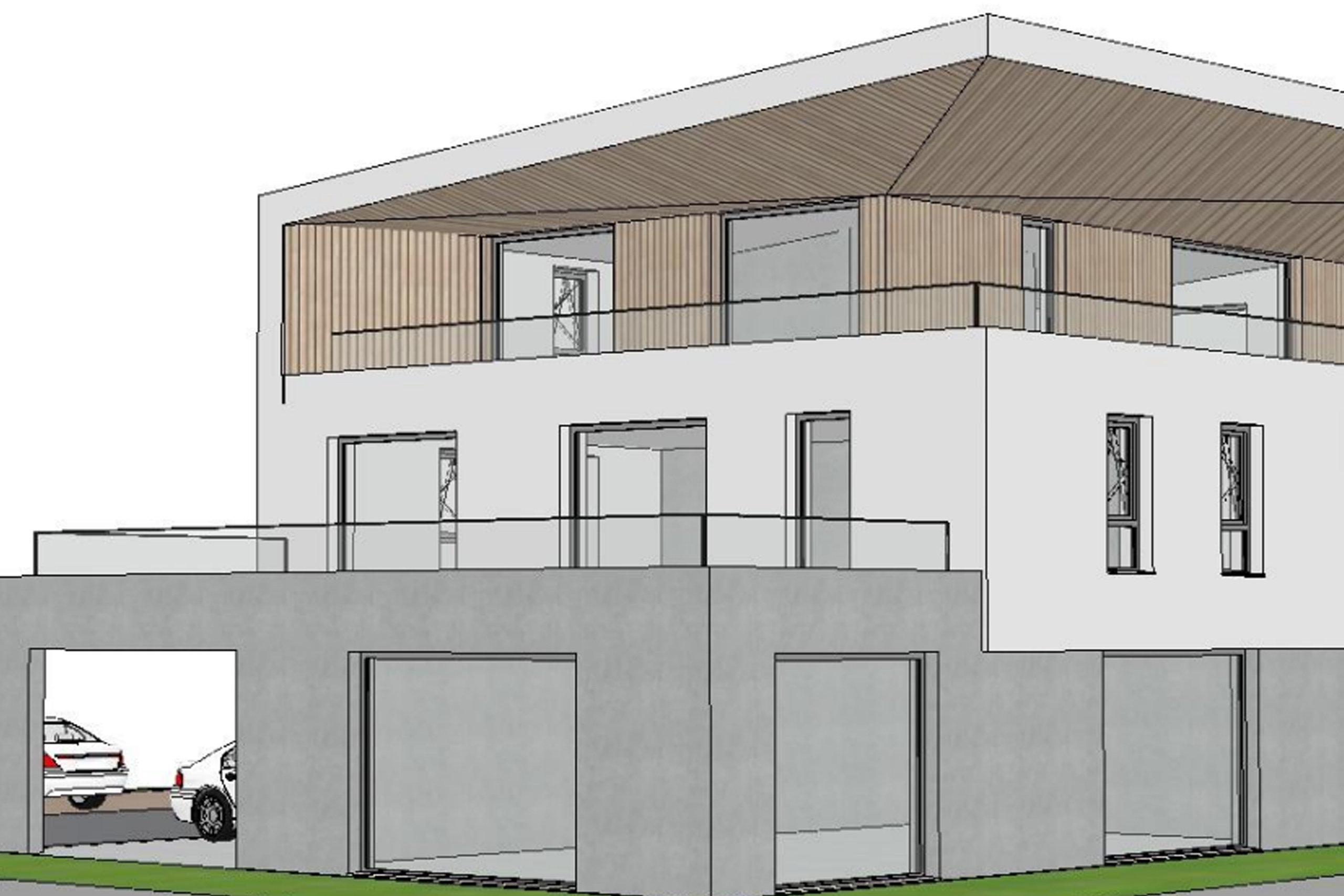 3D-Massenmodell eines Wohnhauses zur Vorplanung